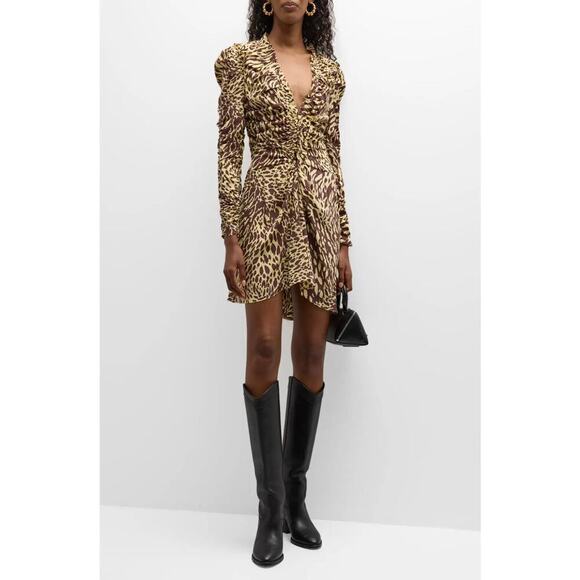 A.L.C. Marcie Silk Ruched Long Sleeve Mini Dress Size 6 752J - Picture 1 of 15